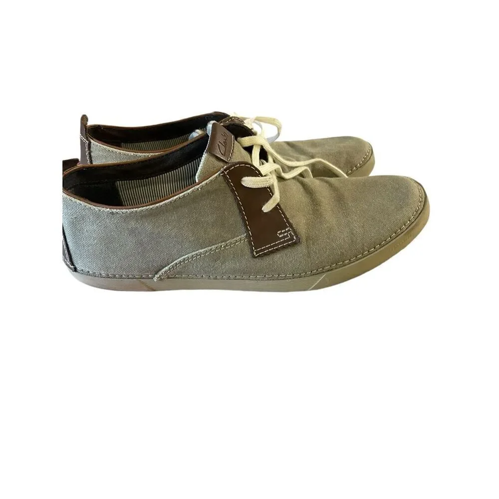 Clarks Mens Brown Grey Leather Round Toe Lace-Up Casual Boat Shoes Size 9 US